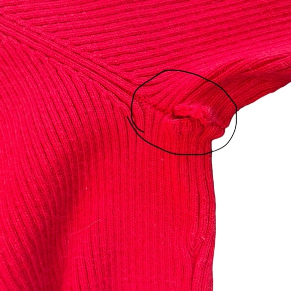 Vintage Polo Jeans Co Red Mock Neck 1/4 Zip Ribbed Sweater Medium Preppy READ - Picture 7 of 7